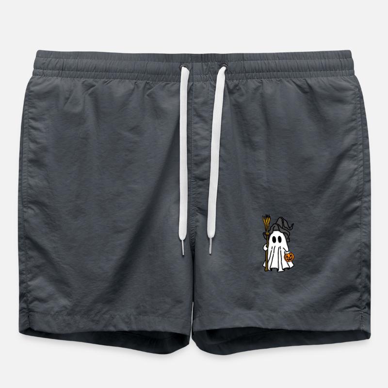 Ghosts Halloween with pumpkin light - Swim Trunks - anthracite