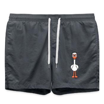 Bird looks funny, annoyed, tired, angry, frustrated - Swim Trunks - anthracite - Front - AI Model Male 185 light (185cm)
