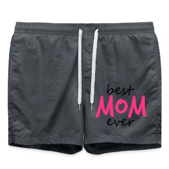 text best mom ever sticker autocollant button amour - Short de bain - charbon - Devant - AI Model Male 185 light (185cm)