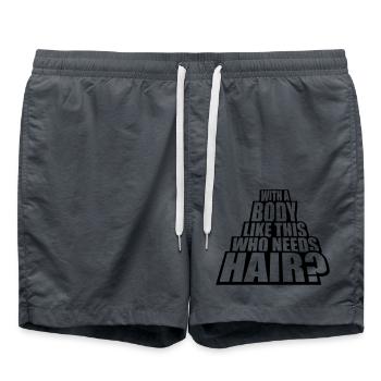 Who Needs Hair Spruch - Badeshorts - Anthrazit - Vorne - AI Model Male 185 light (185cm)
