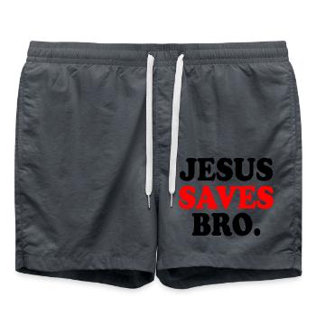 Jesus saves bro - Short de bain - charbon - Devant - AI Model Male 185 light (185cm)
