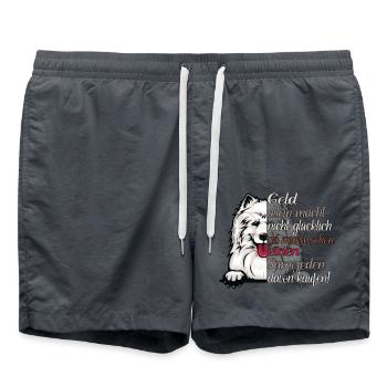 Geld allein macht nicht glücklich Samojede - Badeshorts - Anthrazit - Vorne - AI Model Male 185 light (185cm)