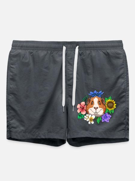 Meerschweinchen Lächeln Blumen Lachen - Badeshorts - Anthrazit
