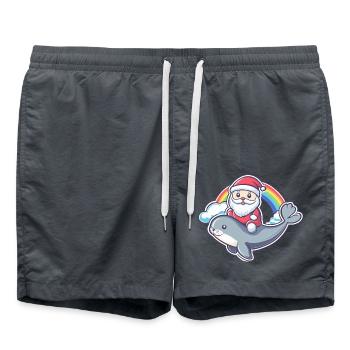 Robbe Tier Weihnachtsmann Regenbogen - Badeshorts - Anthrazit - Vorne - AI Model Male 185 light (185cm)