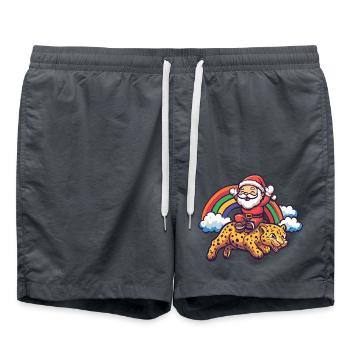 Leopard Weihnachtsmann Regenbogen - Badeshorts - Anthrazit - Vorne - AI Model Male 185 light (185cm)