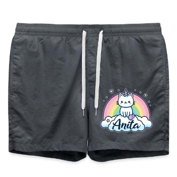Anita Nom Prénom Licorne Chat - Short de bain - charbon - Devant - AI Model Male 185 light (185cm)