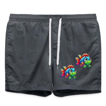 fish comic 2 - Badeshorts - Anthrazit - Vorne - AI Model Male 185 light (185cm)