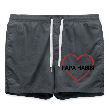 Papa habibi - Papa der Liebe - Badeshorts - Anthrazit - Vorne - AI Model Male 185 light (185cm)
