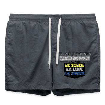 There are 3 things that cannot be hidden - Swim Trunks - anthracite - Front - AI Model Male 185 light (185cm)