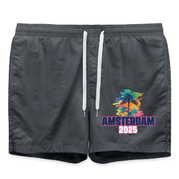 Amsterdam 2025 Holiday Palm Trees - Swim Trunks - anthracite - Front - AI Model Male 185 light (185cm)