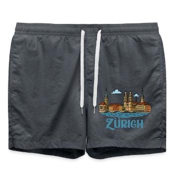zuerich stadt city - Badeshorts - Anthrazit - Vorne - AI Model Male 185 light (185cm)
