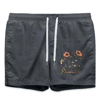 Blumen - Badeshorts - Anthrazit - Vorne - AI Model Male 185 light (185cm)