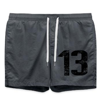 13 Zahl Trikot - Badeshorts - Anthrazit - Vorne - AI Model Male 185 light (185cm)