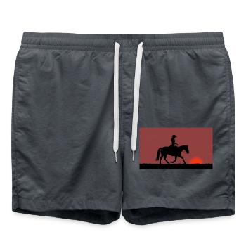 Western Reiter Sonnenuntergang - Badeshorts - Anthrazit - Vorne - AI Model Male 185 light (185cm)