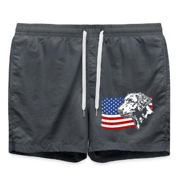 Curly Coated Retriever US Amerika Fahne Wilsigns - Badeshorts - Anthrazit - Vorne - AI Model Male 185 light (185cm)