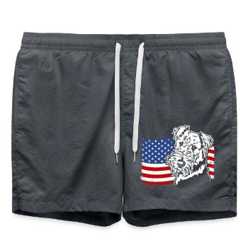 Airedale Terrier US Amerika Fahne Wilsigns - Badeshorts - Anthrazit - Vorne - AI Model Male 185 light (185cm)