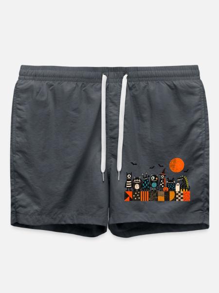 Halloween Monsterparade | Lustige Gruselmonster - Badeshorts - Anthrazit