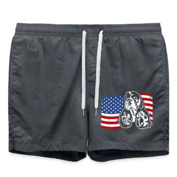 American Cocker Spaniel US Amerika Fahne Wilsigns - Badeshorts - Anthrazit - Vorne - AI Model Male 185 light (185cm)