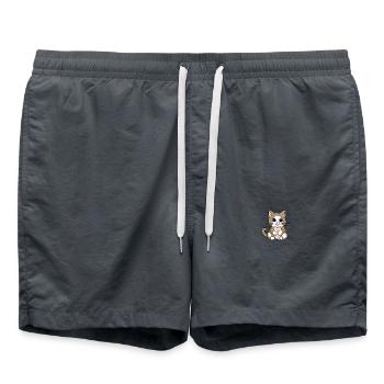 Pummelige Katze mit blauen Augen - Badeshorts - Anthrazit - Vorne - AI Model Male 185 light (185cm)