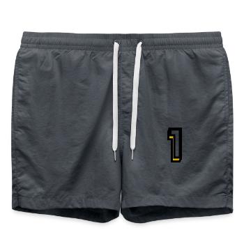 1 AN. 1er ANNIVERSAIRE. ANNIVERSAIRE 1 AN - Short de bain - charbon - Devant - AI Model Male 185 light (185cm)