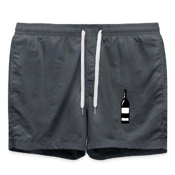 Wine glass, wine, wine bottle - Swim Trunks - anthracite - Front - AI Model Male 185 light (185cm)