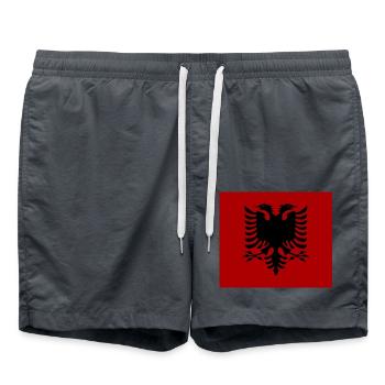 Drapeau albanais rouge foncé - Short de bain - charbon - Devant - AI Model Male 185 light (185cm)