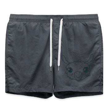 llama head with a cute little smile - Swim Trunks - anthracite - Front - AI Model Male 185 light (185cm)