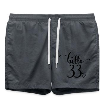 Hello 33 - Cute 33rd Birthday Gift For Women - Swim Trunks - anthracite - Front - AI Model Male 185 light (185cm)