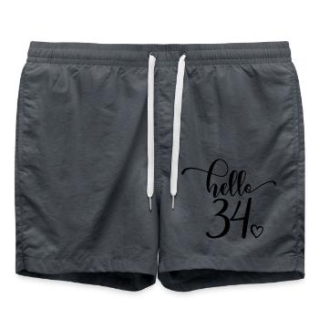 Hello 34 - Cute 34th Birthday Gift For Women - Swim Trunks - anthracite - Front - AI Model Male 185 light (185cm)
