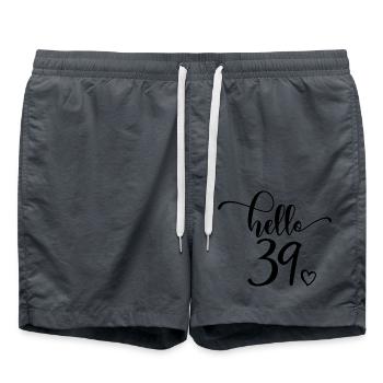 Hello 39 - Cute 39th Birthday Gift For Women - Swim Trunks - anthracite - Front - AI Model Male 185 light (185cm)