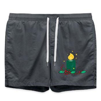 Bougie de Noël et baie de houx - Short de bain - charbon - Devant - AI Model Male 185 light (185cm)