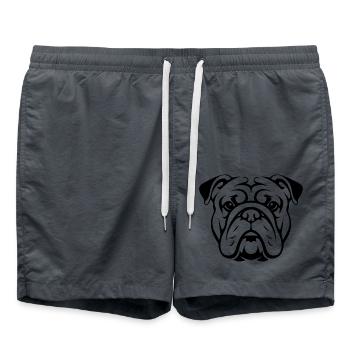 Hund Bulldogge Portrait Kopf Silhouette - Badeshorts - Anthrazit - Vorne - AI Model Male 185 light (185cm)
