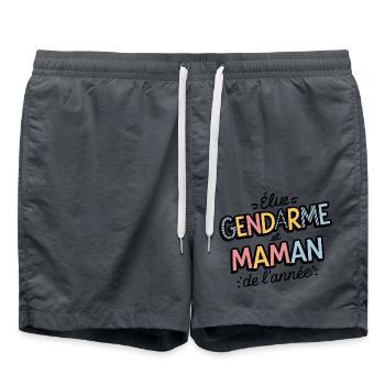 Elue gendarme et maman de l'année - Short de bain - charbon - Devant - AI Model Male 185 light (185cm)