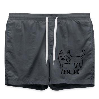 Nö Katze Mittelfinger Humor - Badeshorts - Anthrazit - Vorne - AI Model Male 185 light (185cm)