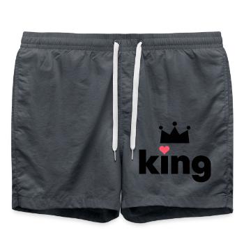 Valentinstag King Queen passendes Paar Partnerlook - Badeshorts - Anthrazit - Vorne - AI Model Male 185 light (185cm)