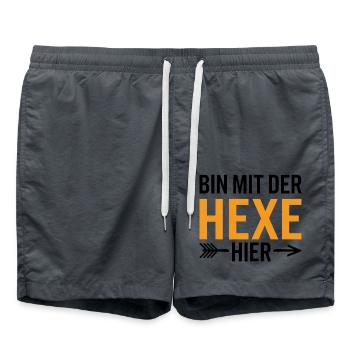 Bin mit der Hexe Funny Halloween - Badeshorts - Anthrazit - Vorne - AI Model Male 185 light (185cm)