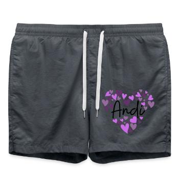 Ich liebe Andi Herzen in Lila - Badeshorts - Anthrazit - Vorne - AI Model Male 185 light (185cm)
