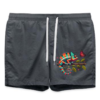 Caméléon et papillon colorés - Short de bain - charbon - Devant - AI Model Male 185 light (185cm)