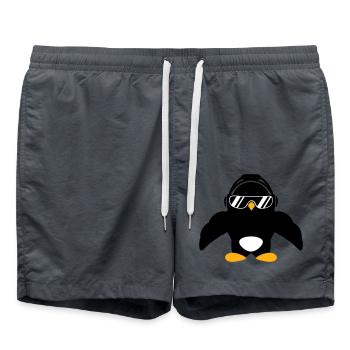 Penguin Bodybuilder Sunglasses Headphones Muscles - Swim Trunks - anthracite - Front - AI Model Male 185 light (185cm)