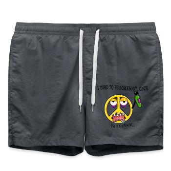 Betrunkener Friedenssymbol, Sarkastischer schwarzer Humor, Karikatur - Badeshorts - Anthrazit - Vorne - AI Model Male 185 light (185cm)