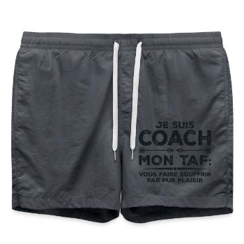 Je suis coach, Humour cadeau sportif coach - Short de bain - charbon - Devant - AI Model Male 185 light (185cm)