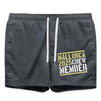 Mallorca 2025 Crew - Swim Trunks - anthracite - Front - AI Model Male 185 light (185cm)