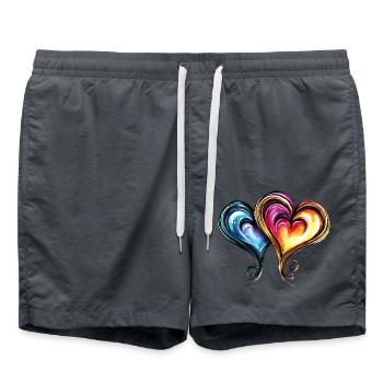 Herzen Bunt Ornament Liebe - Badeshorts - Anthrazit - Vorne - AI Model Male 185 light (185cm)