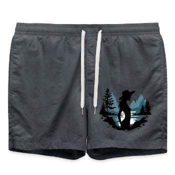 Silhouette einer Frau in der Natur - Badeshorts - Anthrazit - Vorne - AI Model Male 185 light (185cm)