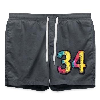 34 Number symbol - Swim Trunks - anthracite - Front - AI Model Male 185 light (185cm)