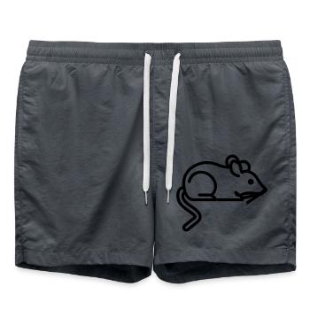Mouse Icon - Simple Black Outline Design - Swim Trunks - anthracite - Front - AI Model Male 185 light (185cm)