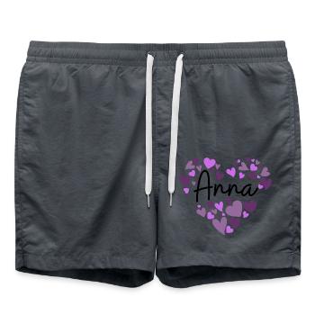 I love Anna hearts in purple - Swim Trunks - anthracite - Front - AI Model Male 185 light (185cm)