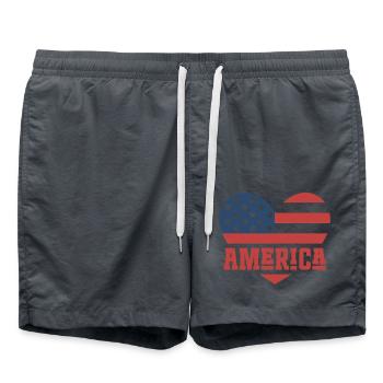 Amerika Flagge Herz - Badeshorts - Anthrazit - Vorne - AI Model Male 185 light (185cm)