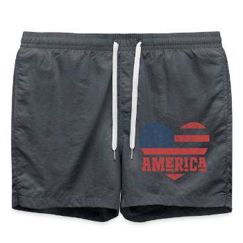 Amerika Flagge Herz - Badeshorts - Anthrazit - Vorne - AI Model Male 185 light (185cm)