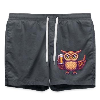 Bière Owl Pixel - Short de bain - charbon - Devant - AI Model Male 185 light (185cm)